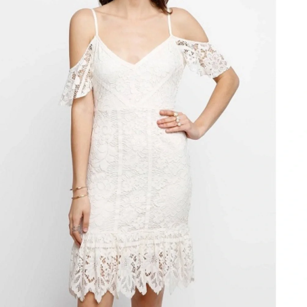 Plenty By Tracy Reese White Lace Off the Shoulder Mini Dress, Size 4 - Picture 1 of 7